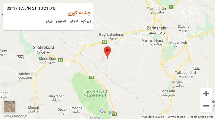 روستای چشمه کوری بر روی نقشه