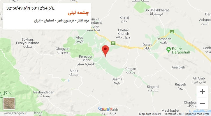 روستای چشمه لیلی بر روی نقشه