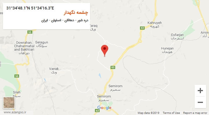 روستای چشمه نگهدار بر روی نقشه