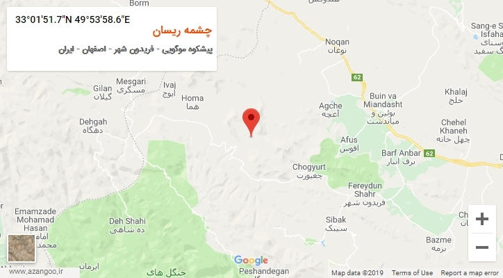 روستای چشمه ریسان بر روی نقشه
