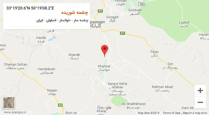 روستای چشمه شوریده بر روی نقشه
