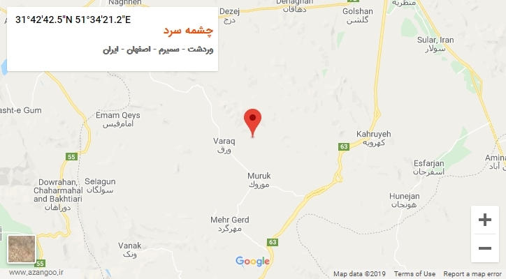 روستای چشمه سرد بر روی نقشه