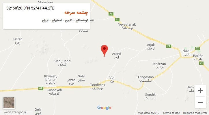 روستای چشمه سرخه بر روی نقشه