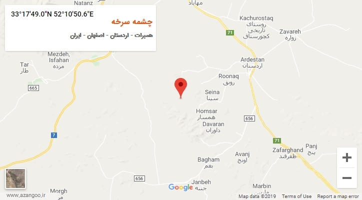 روستای چشمه سرخه بر روی نقشه