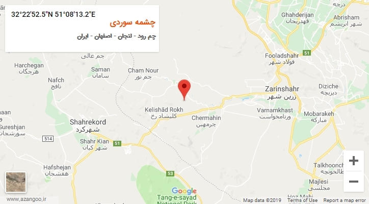 روستای چشمه سوردی بر روی نقشه
