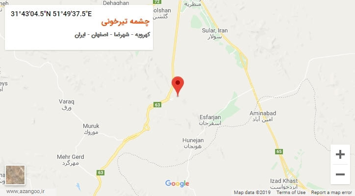 روستای چشمه تیرخونی بر روی نقشه