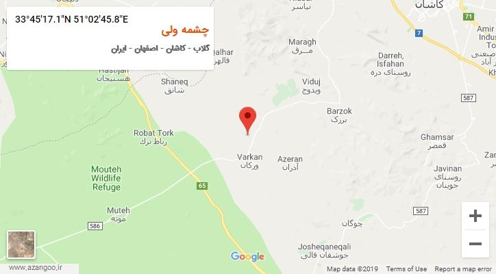 روستای چشمه ولی بر روی نقشه
