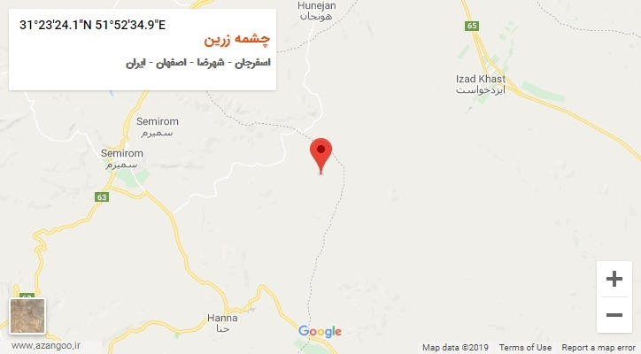 روستای چشمه زرین بر روی نقشه