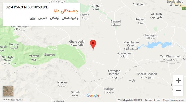 روستای چشمندگان علیا بر روی نقشه
