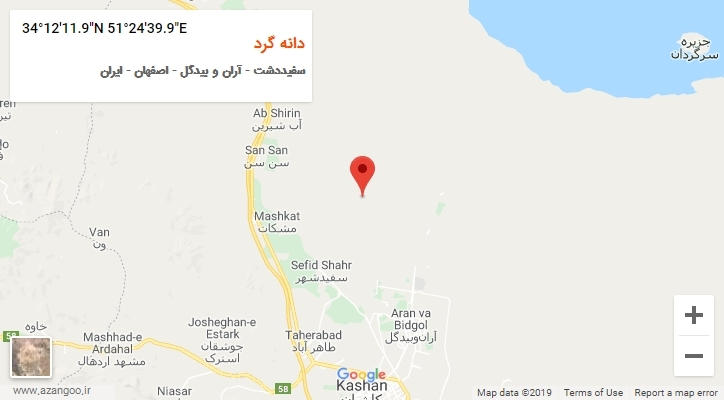 روستای دانه گرد بر روی نقشه