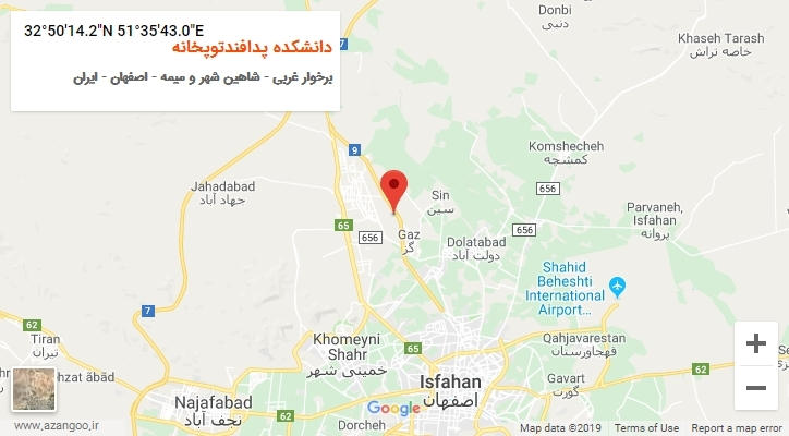 روستای دانشکده پدافندتوپخانه بر روی نقشه
