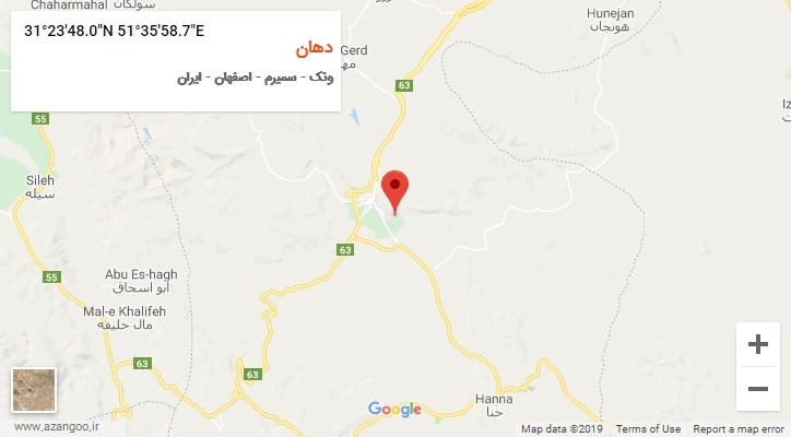 روستای دهان بر روی نقشه