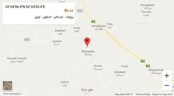 روستای ده بالا بر روی نقشه