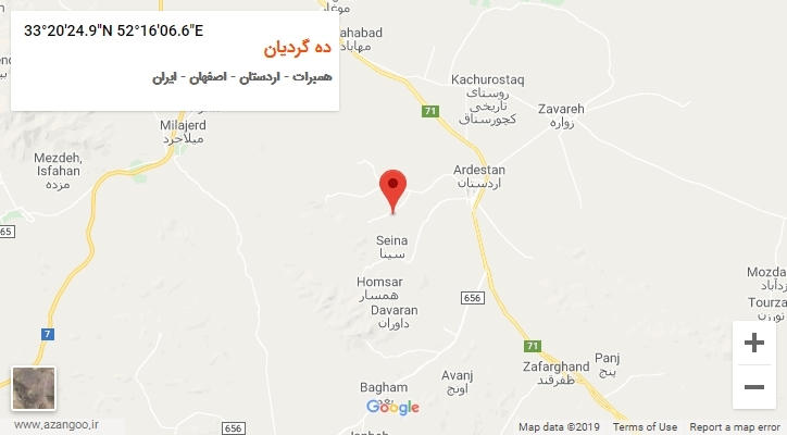روستای ده گردیان بر روی نقشه