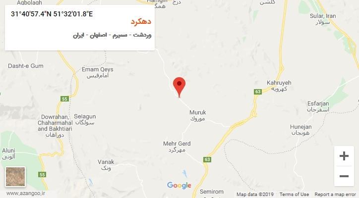 روستای دهکرد بر روی نقشه