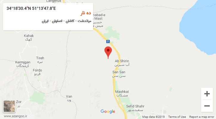 روستای ده نار بر روی نقشه