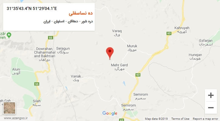 روستای ده نساسفلی بر روی نقشه
