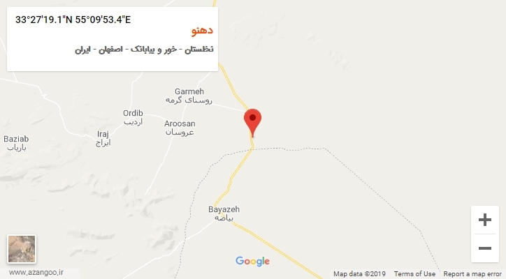 روستای دهنو بر روی نقشه