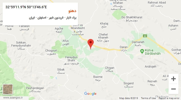 روستای دهنو بر روی نقشه