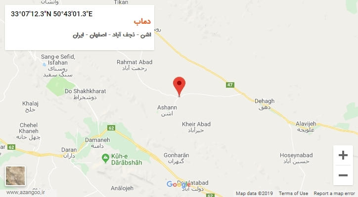 روستای دماب بر روی نقشه