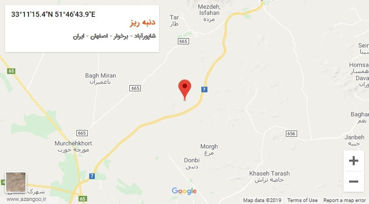 روستای دنبه ریز بر روی نقشه