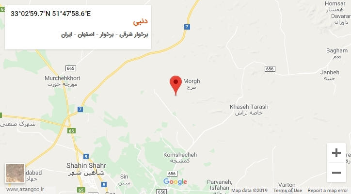 روستای دنبی بر روی نقشه