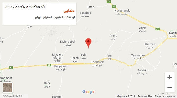روستای دندایی بر روی نقشه