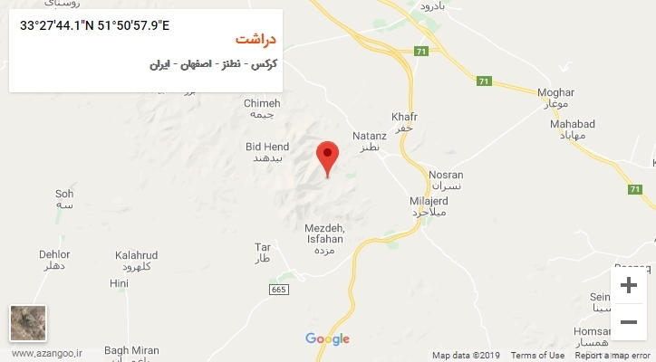 روستای دراشت بر روی نقشه