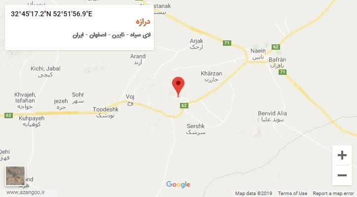 روستای درازه بر روی نقشه