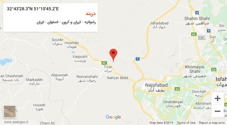 روستای دربند بر روی نقشه