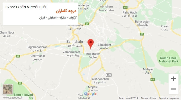 روستای درچه کلماران بر روی نقشه