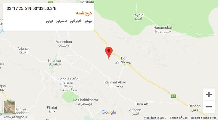 روستای درچشمه بر روی نقشه