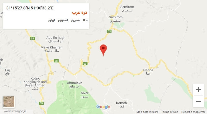 روستای دره عرب بر روی نقشه