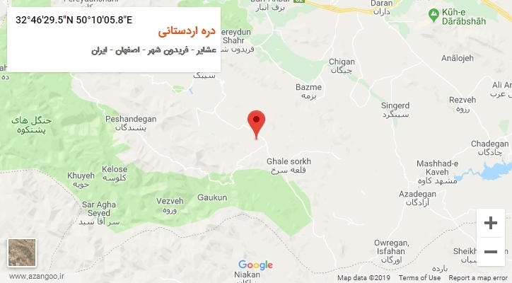 روستای دره اردستانی بر روی نقشه