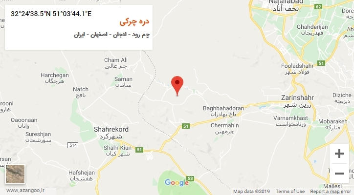 روستای دره چرکی بر روی نقشه