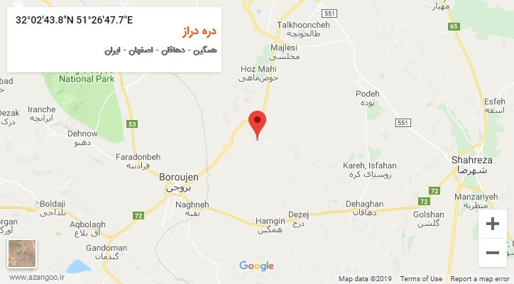 روستای دره دراز بر روی نقشه