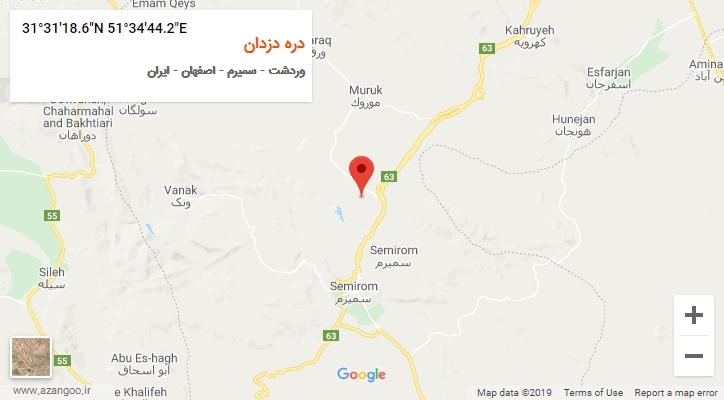 روستای دره دزدان بر روی نقشه