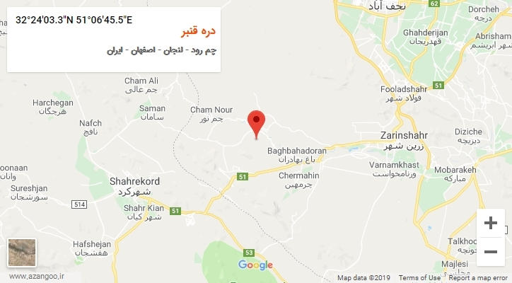 روستای دره قنبر بر روی نقشه