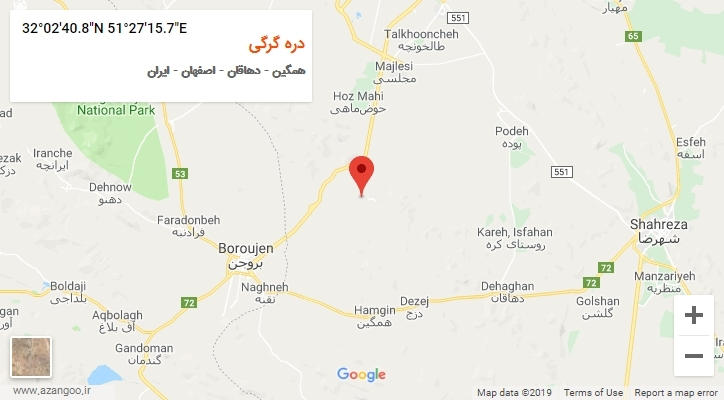 روستای دره گرگی بر روی نقشه