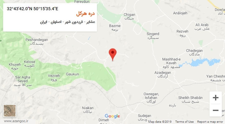 روستای دره هرکل بر روی نقشه