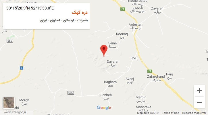 روستای دره کهک بر روی نقشه
