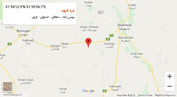 روستای دره لابود بر روی نقشه