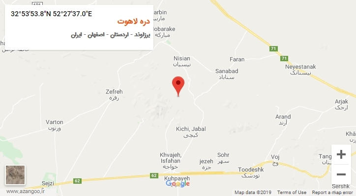 روستای دره لاهوت بر روی نقشه