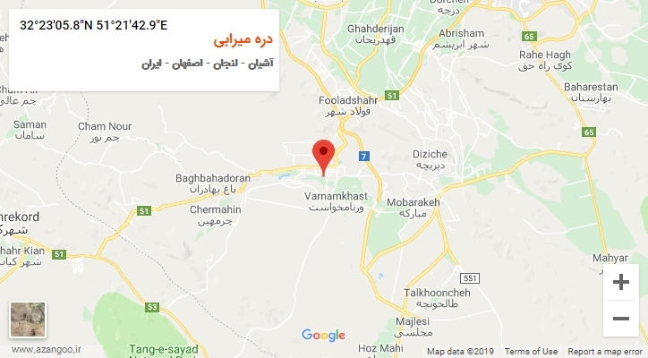روستای دره میرابی بر روی نقشه