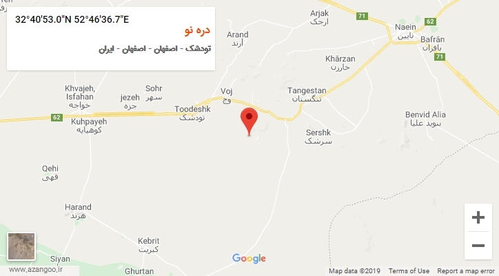 روستای دره نو بر روی نقشه