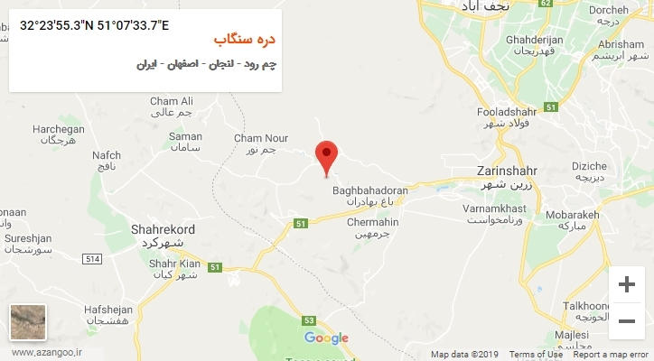 روستای دره سنگاب بر روی نقشه