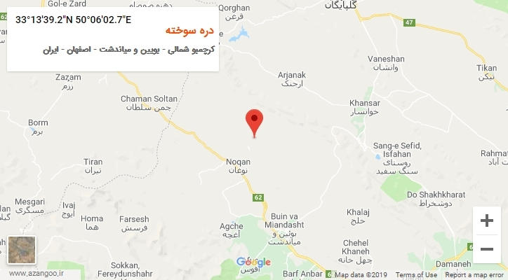 روستای دره سوخته بر روی نقشه