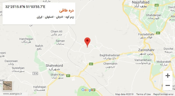 روستای دره طاقی بر روی نقشه
