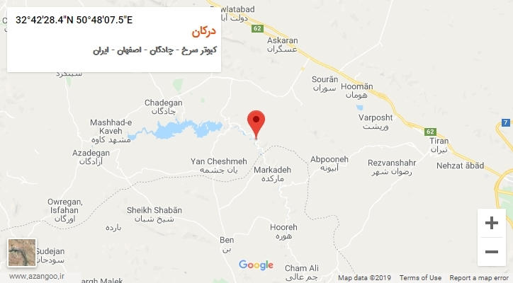 روستای درکان بر روی نقشه