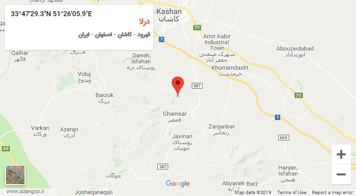 روستای درلا بر روی نقشه